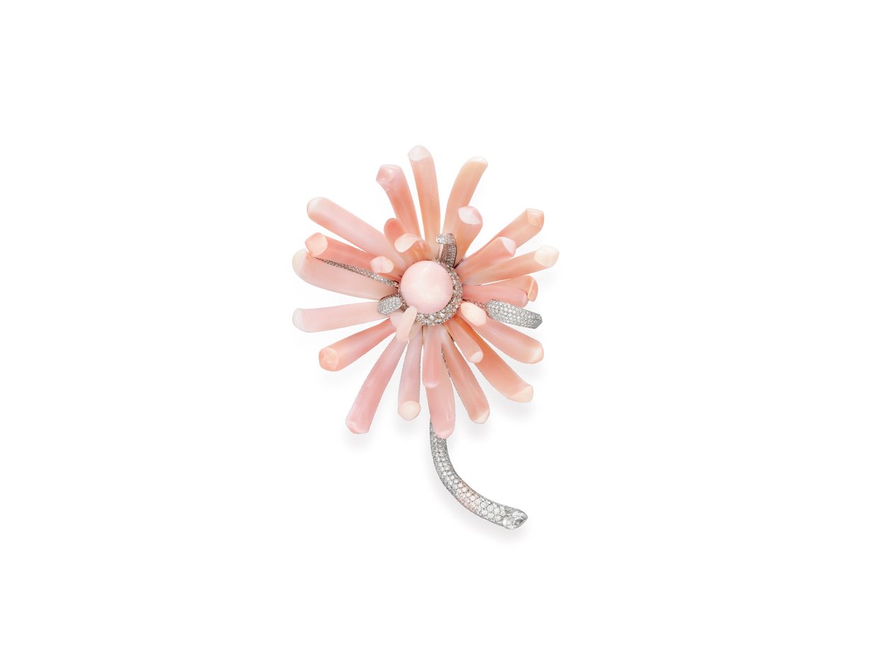 Broche (concha pérola, concha, diamantes e platina) de Tiffany and Company