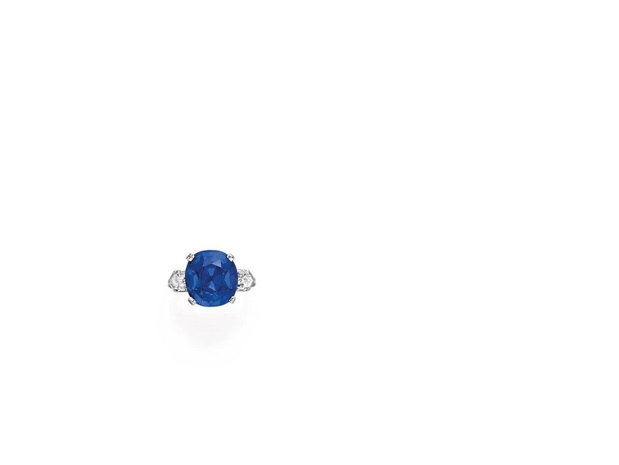 Anel (safira, diamantes e platina) de Tiffany and Company