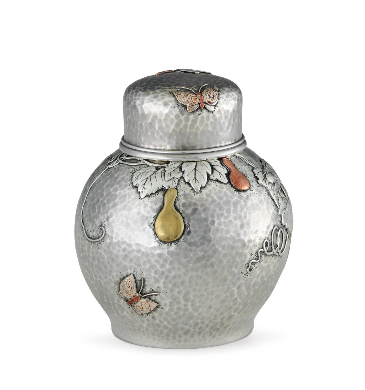 Caixa de chá, c.1880 (prata e metal misturado) (ver também 703373) de Tiffany and Company