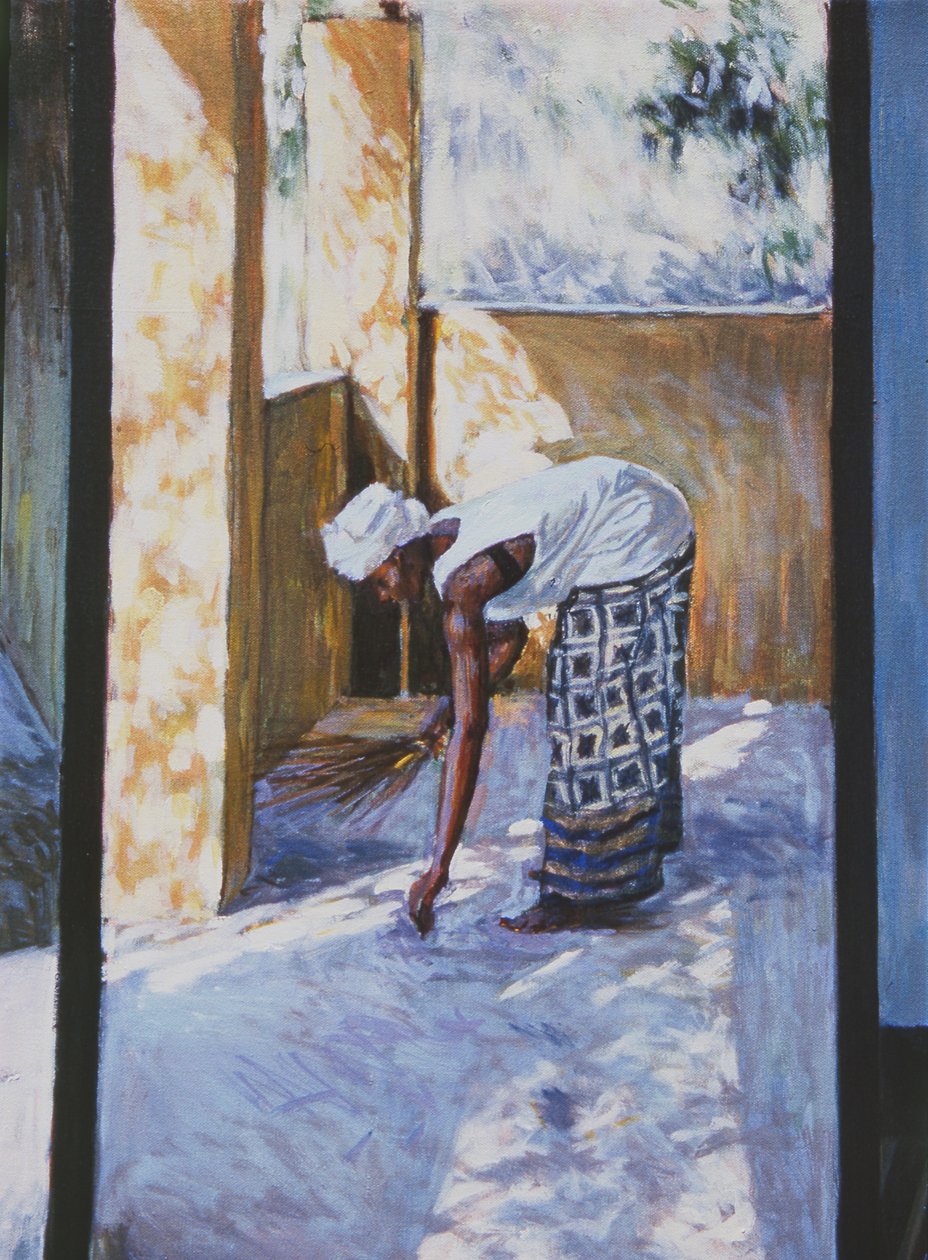 Girl Sweeping II, 2002 (tela a óleo) (ver também 188679, 188681) de Tilly Willis