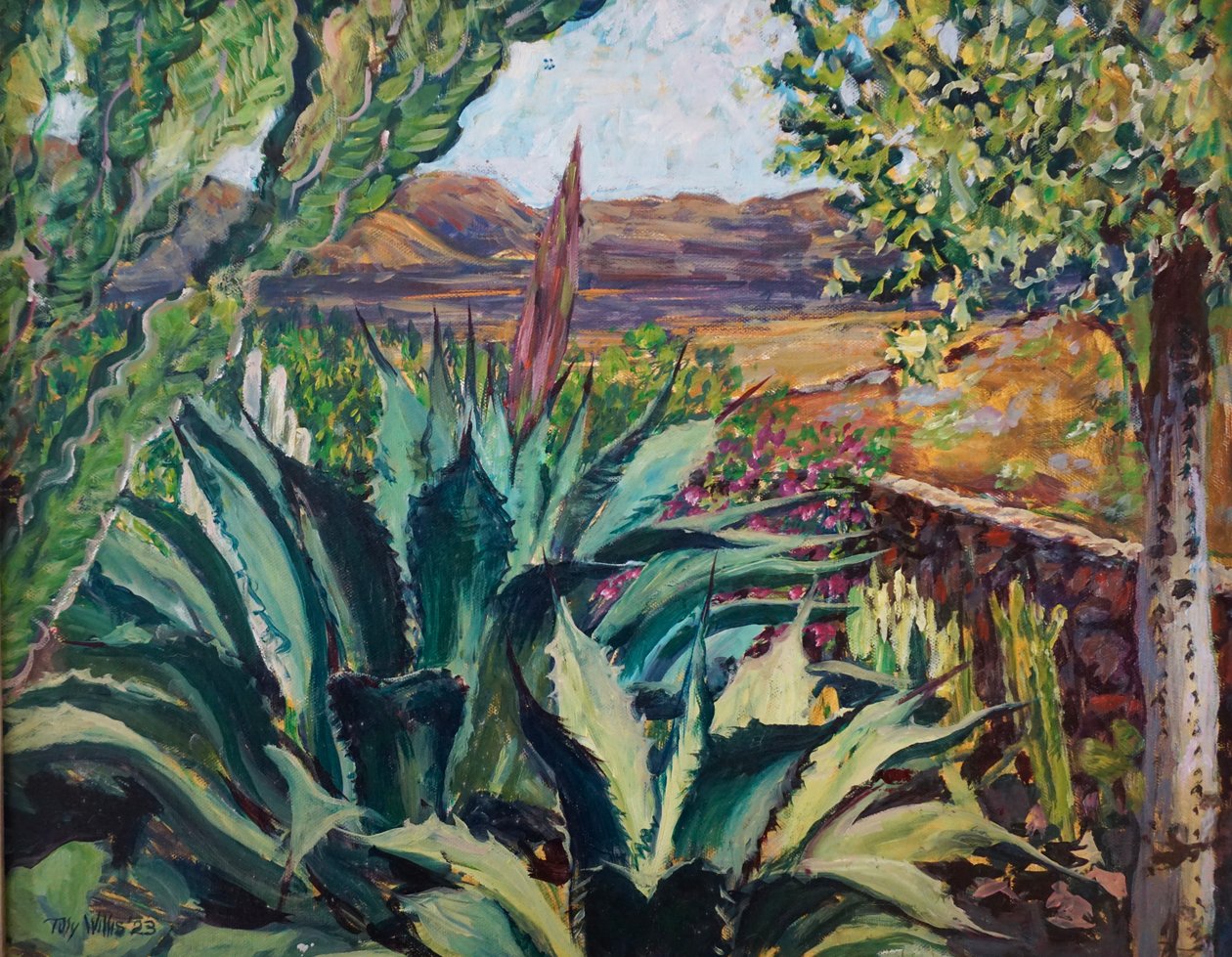 Paisagem de Lanzarote, 2023 (óleo sobre tábua) de Tilly Willis