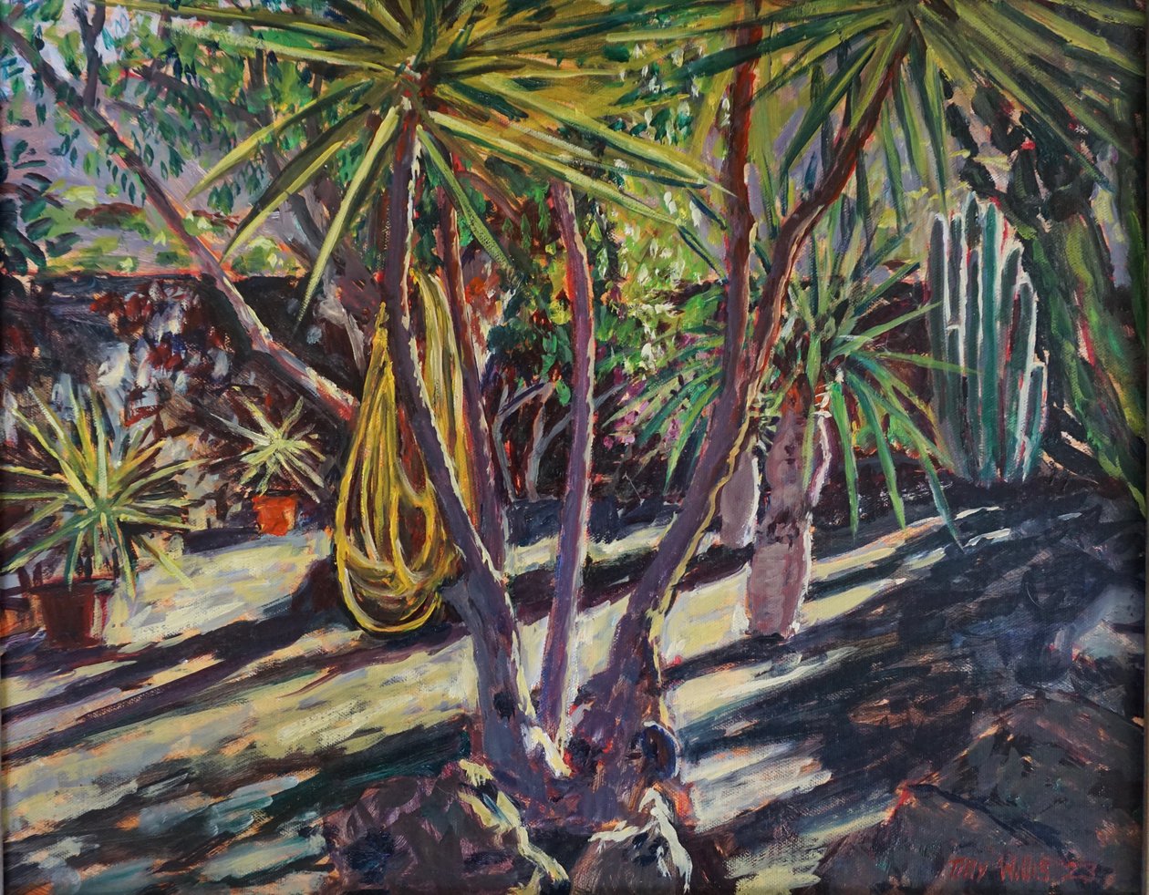 Jardim de cactos espanhóis, 2023 (óleo sobre cartão) de Tilly Willis