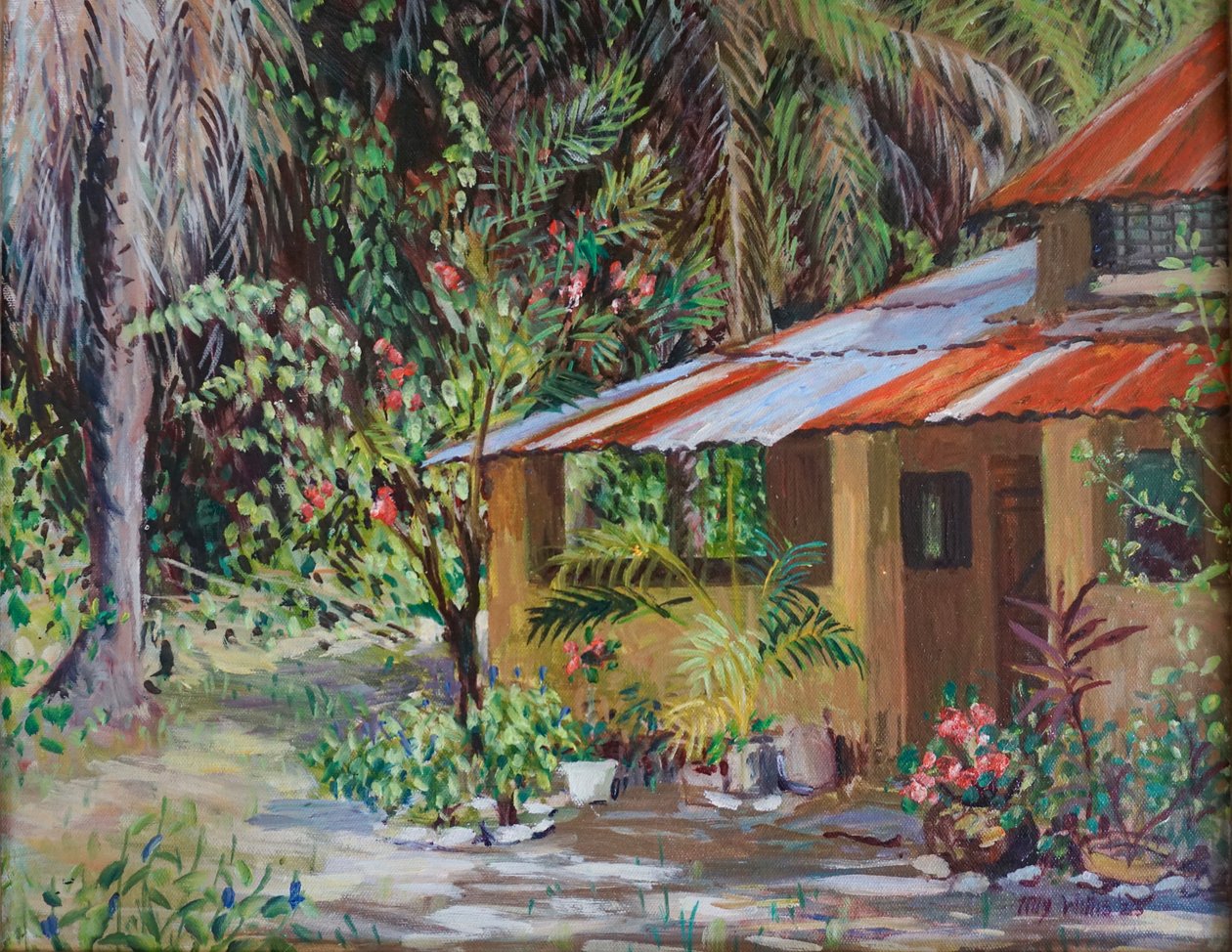 O Telhado Enferrujado, 2023 (óleo sobre tábua) de Tilly Willis
