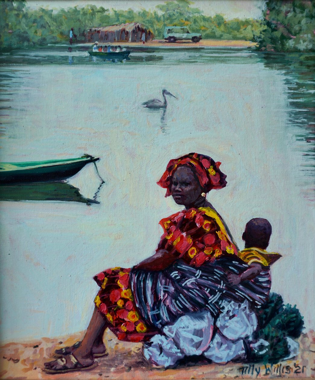 Waiting for the Ferry, 2023 (óleo sobre tela) de Tilly Willis