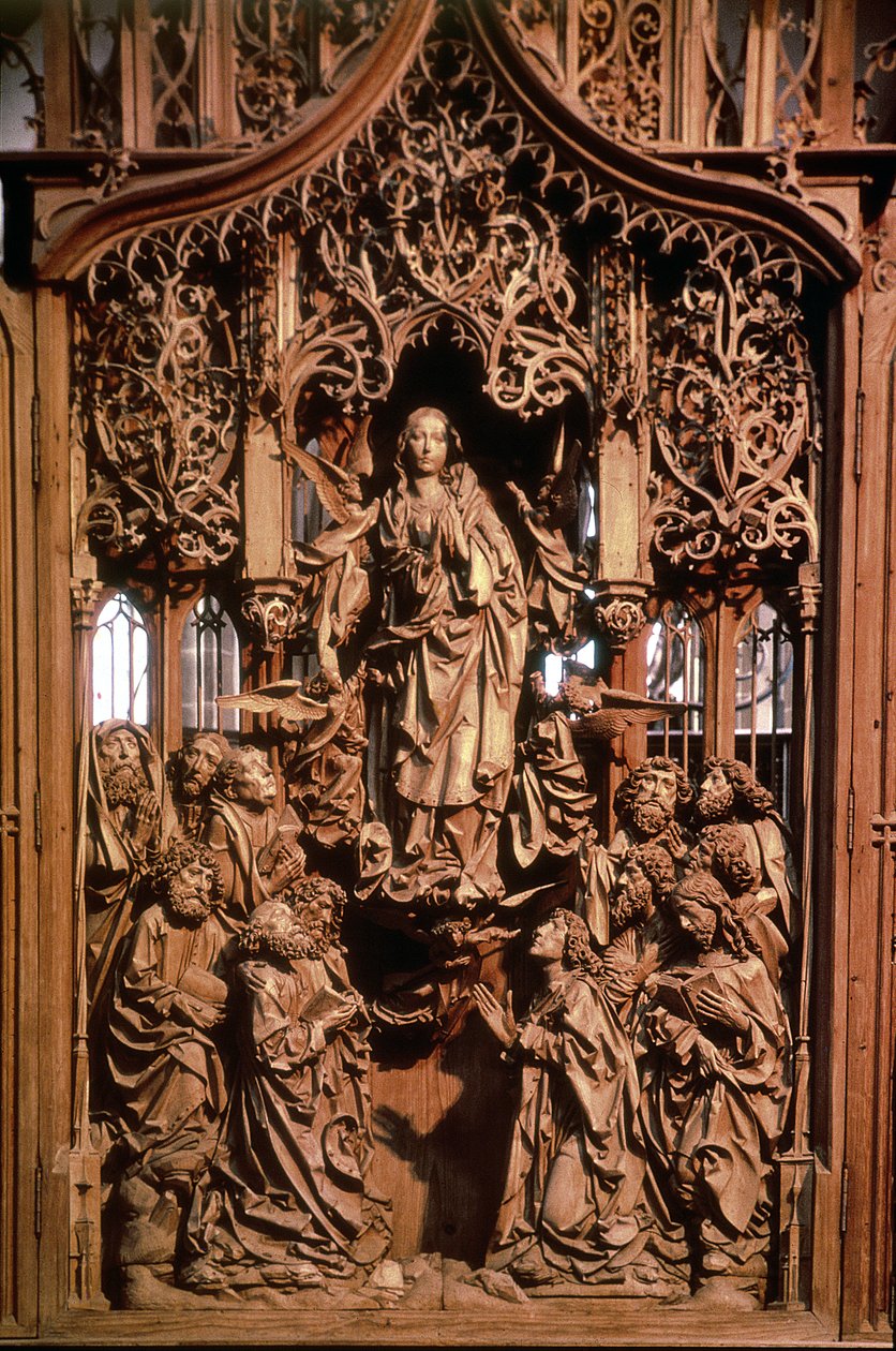 Assunção da Virgem, painel central do Marienaltar, 1505-10 (lenha) de Tilman Riemenschneider