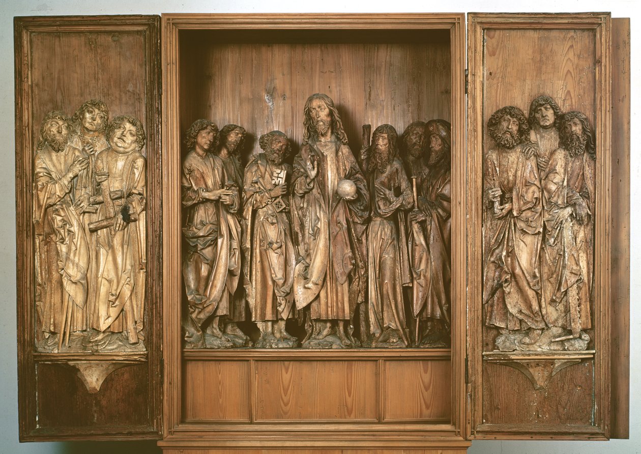Tríptico de Windsheim representando Cristo com os doze apóstolos (madeira) de Tilman Riemenschneider