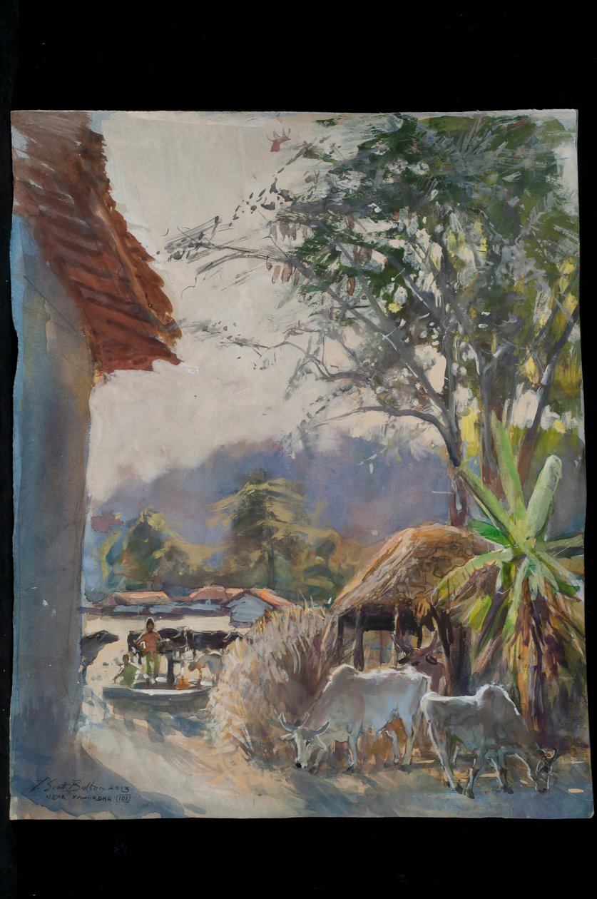 Aldeia de Kawardha com vacas, 2013 de Tim Scott Bolton