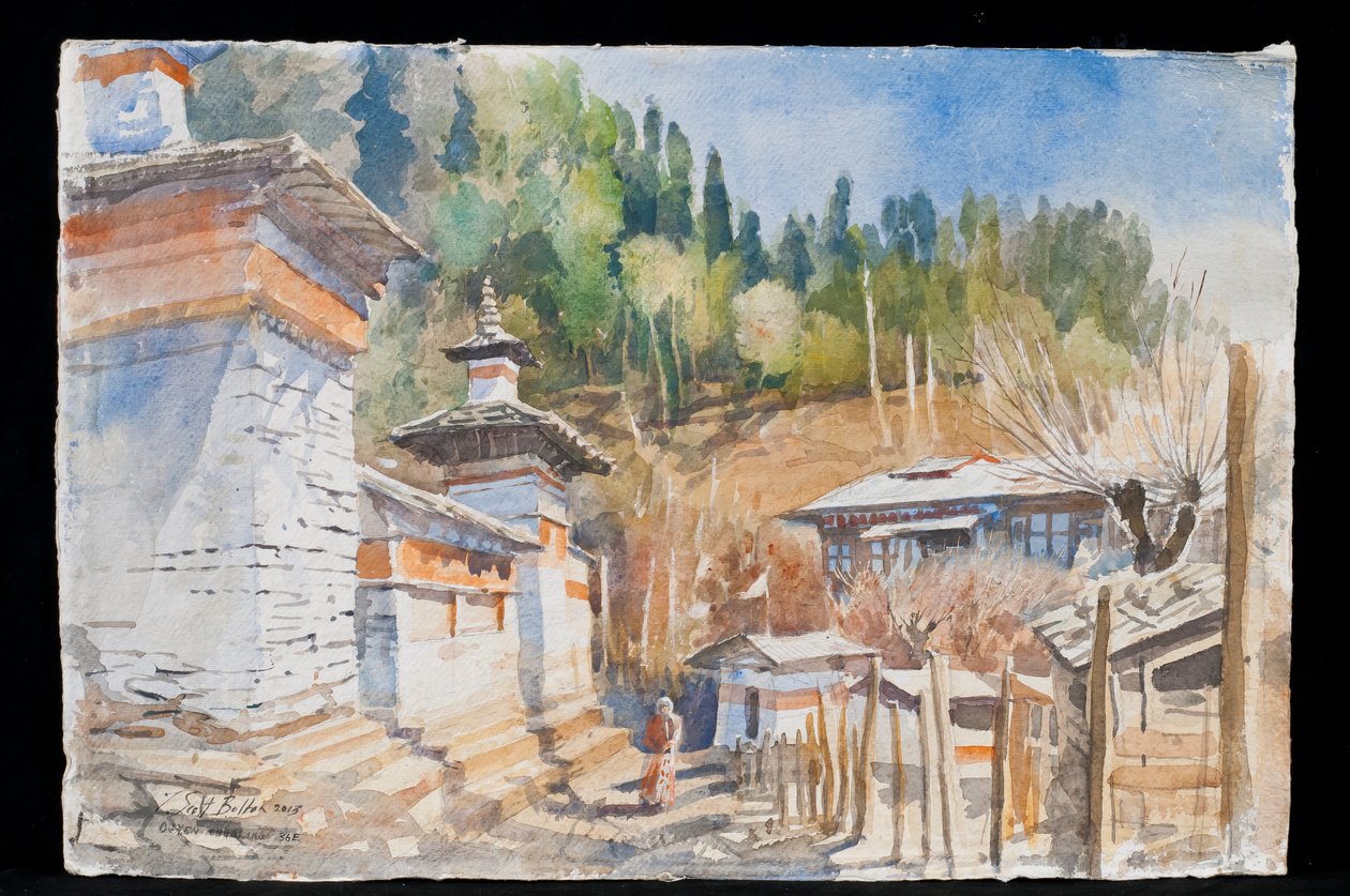Ogyen Chholing parede de oração, Butão, 2013 de Tim Scott Bolton