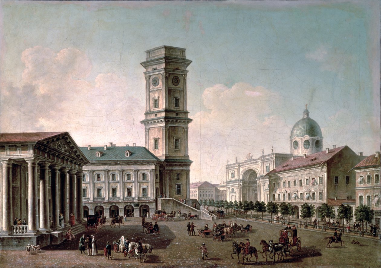Vista, de, nevsky, Prospekt, st. Petersburg, 1810-20, óleo, ligado, tela de Timofei Alexeyevich Vasiliev