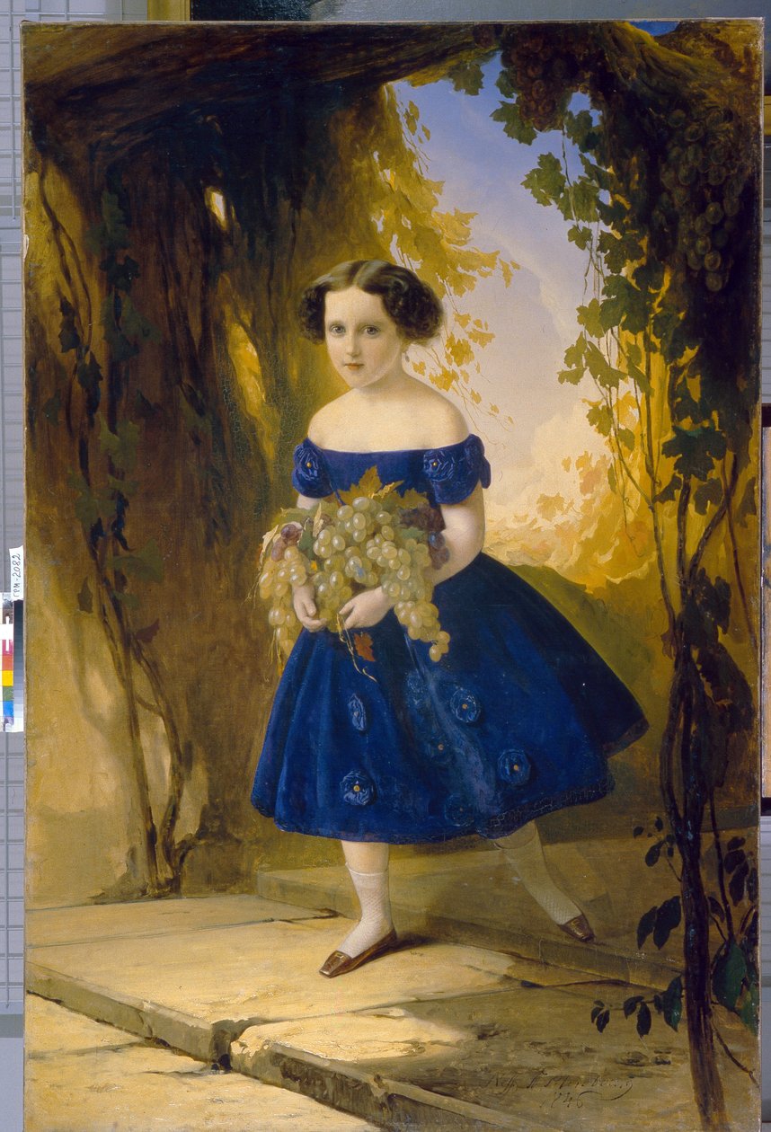 Princesa Maria Maximilianovna de Leuchtenberg (1841-1914), criança. Pintura de Timofei Andreyevich Neff (1805-1876), óleo sobre tela de Timofei Andreyevich Neff