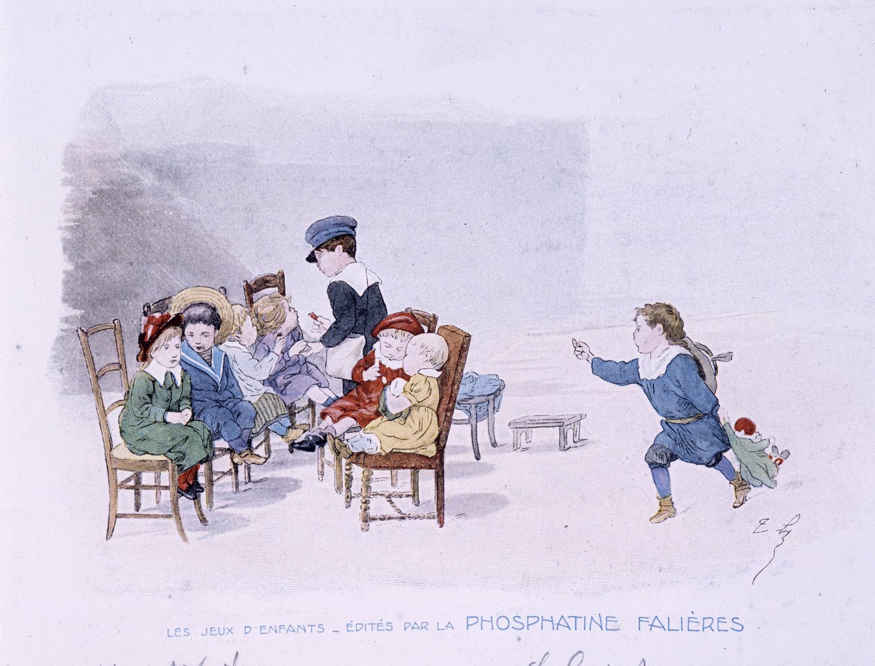 Jogos de crianças: A escola - dess. de Lobrichon, ed. de Phosphatine Falières, v.1920 de Timoleon Marie Lobrichon