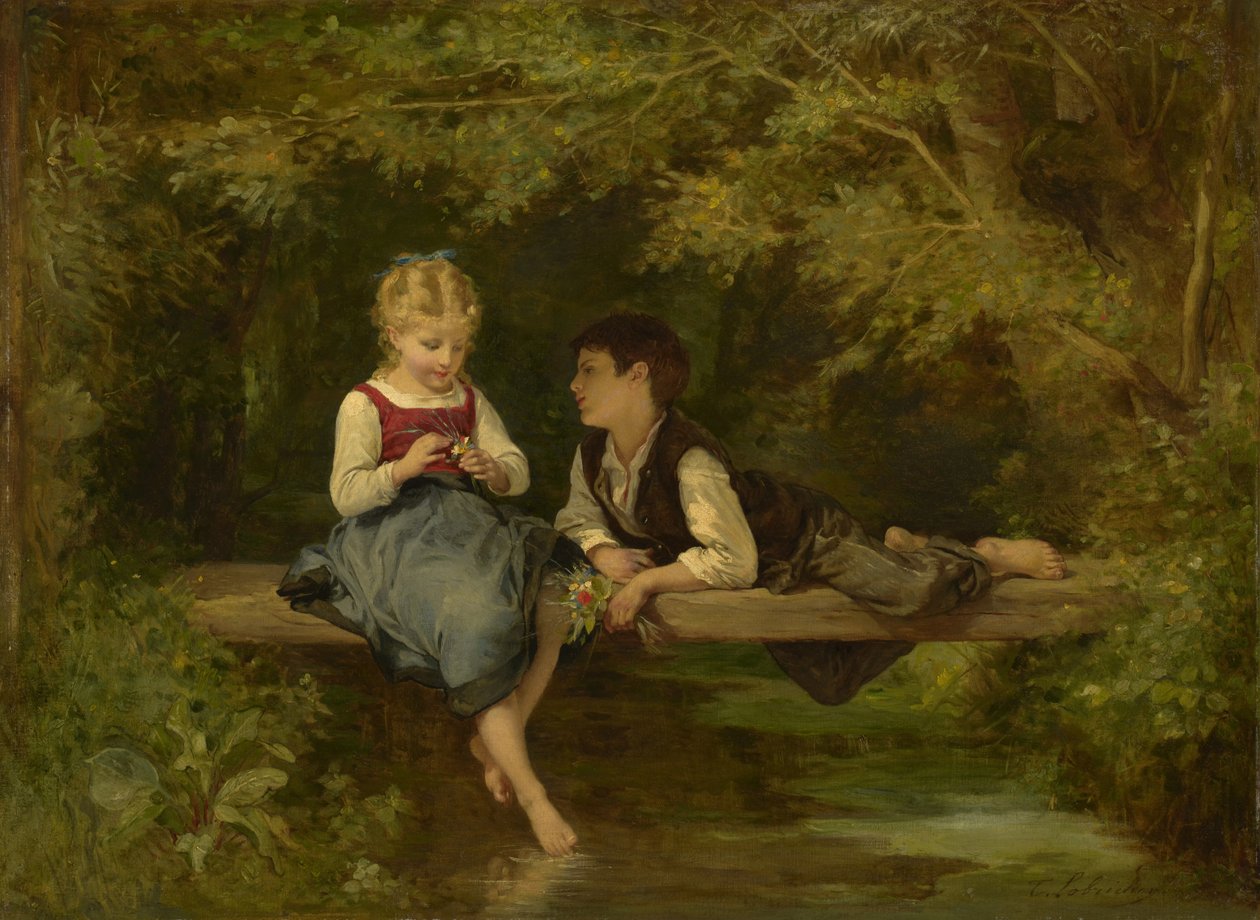 Primeiro Amor, c.1872 de Timoleon Marie Lobrichon