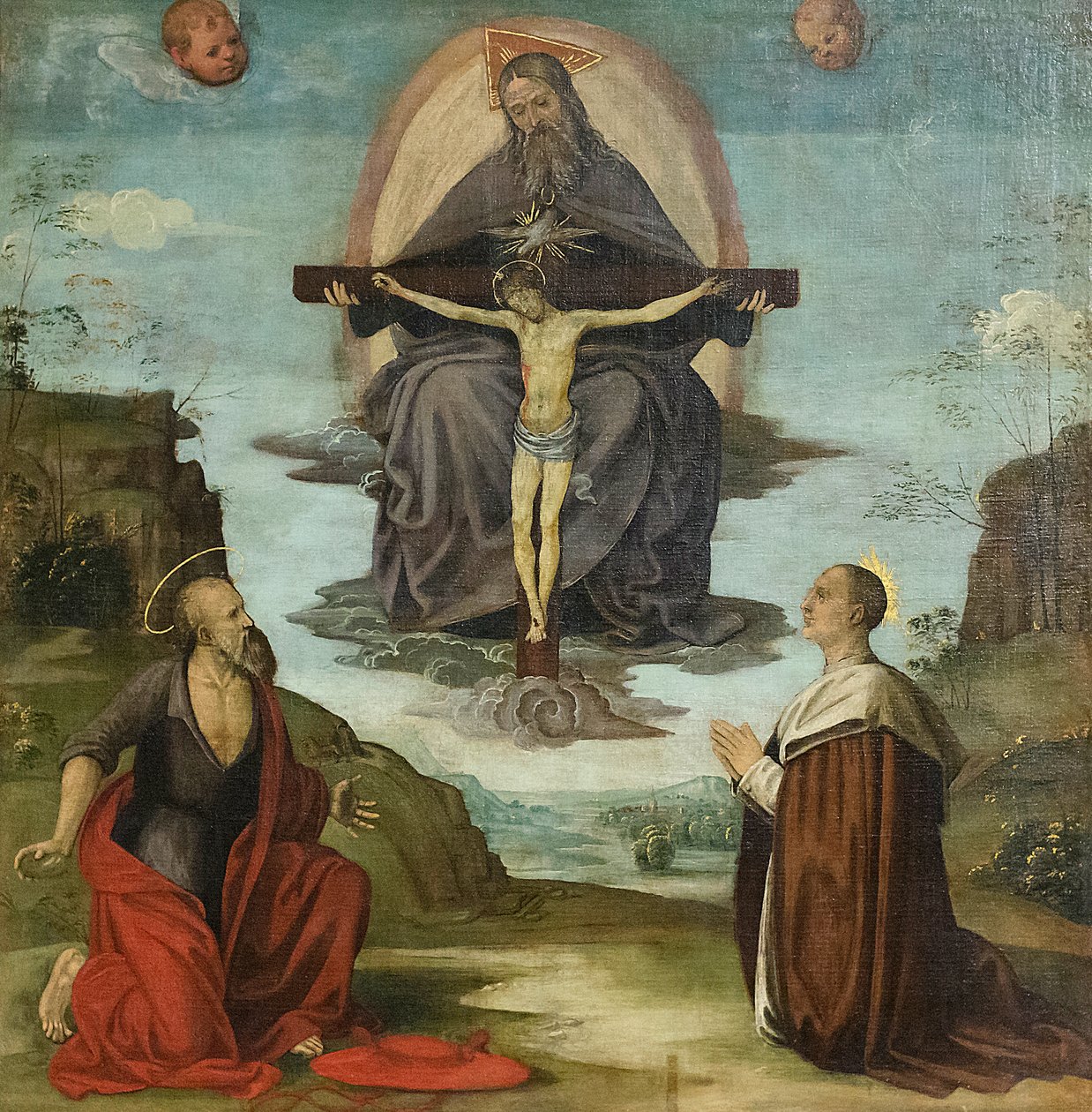 A Trindade com São Jerónimo e o Beato Colombini, c.1520 (óleo sobre tela) de Timoteo Viti