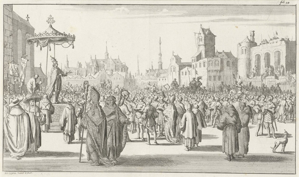 Papa Urbano II prega a Primeira Cruzada, 1683 de Timotheus Ten Hoorn