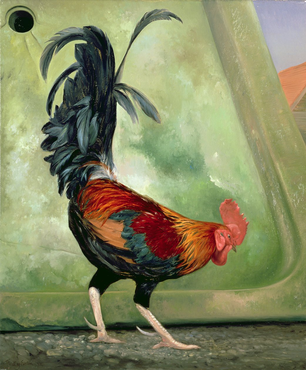 Popinjay, detalhe mostrando galo, 1987 de Timothy Easton