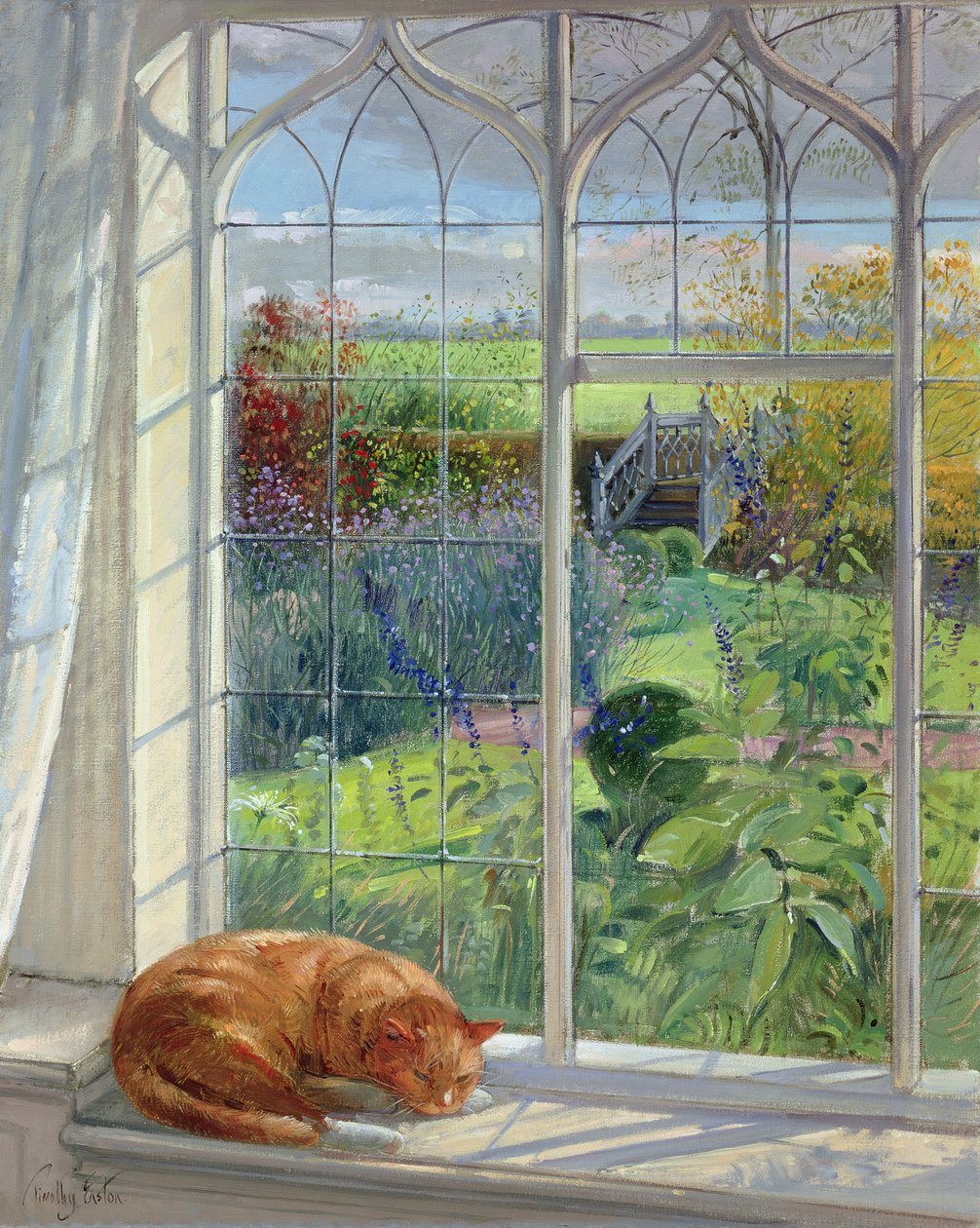 Gato dormindo e ponte chinesa de Timothy Easton