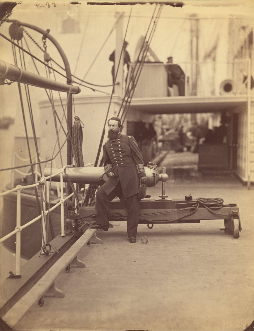 (Almirante David Dixon Porter no convés de sua Flagship o Malver após a vitória no Ft. Fisher ... de Timothy H. OSullivan