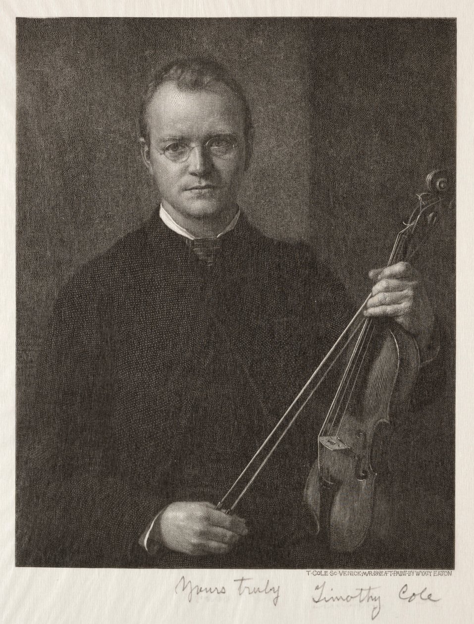 Velhos mestres italianos: Retrato de Timothy Cole Man with Violin, 1892. de Timothy Cole