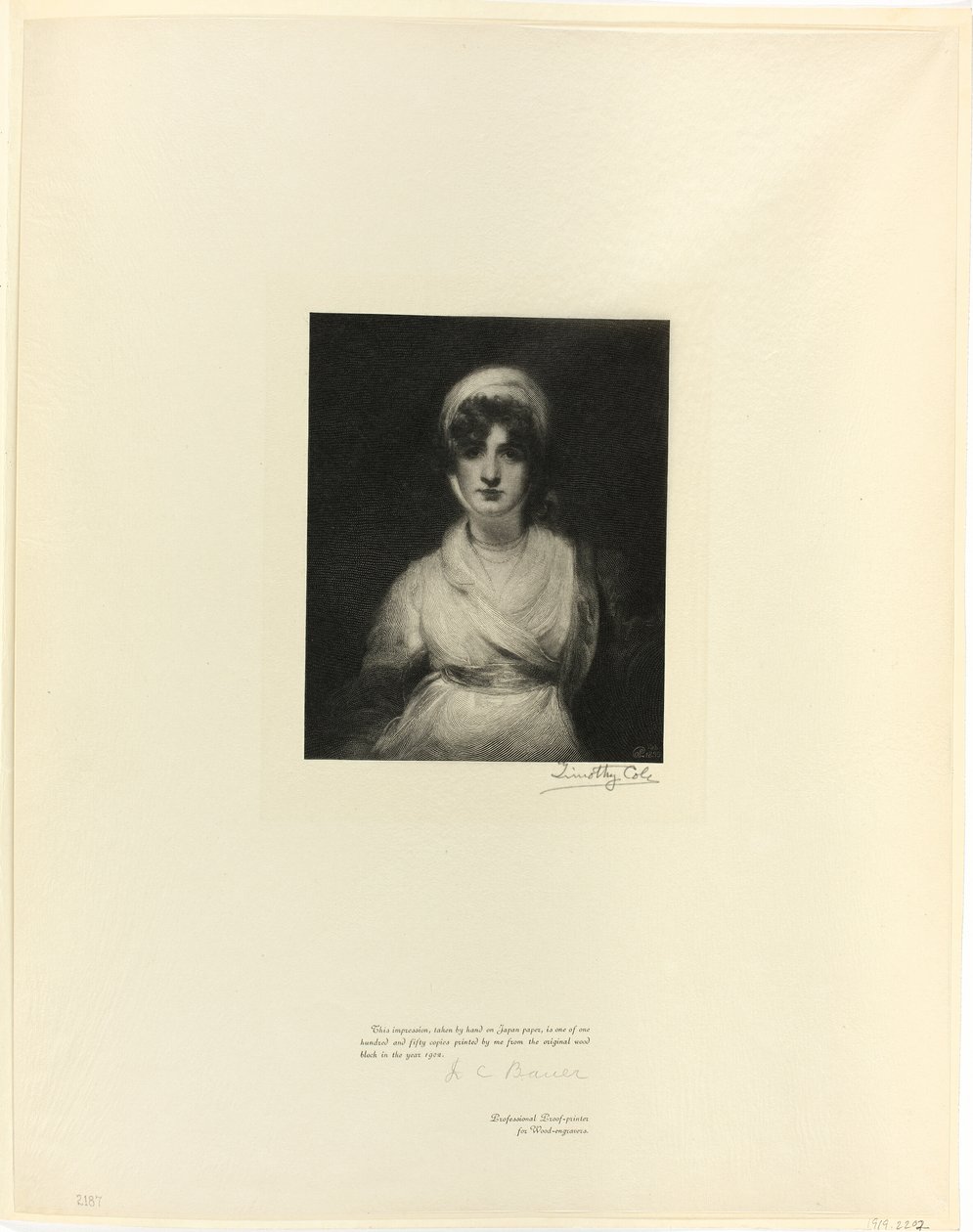 Retrato da Sra. Siddons, dos antigos mestres ingleses de Timothy Cole