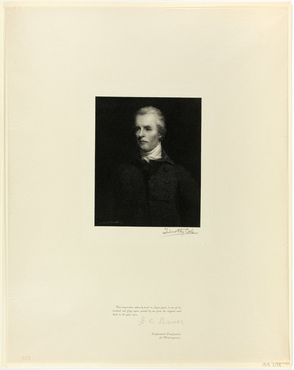 Bem honorável William Pitt, dos antigos mestres ingleses de Timothy Cole