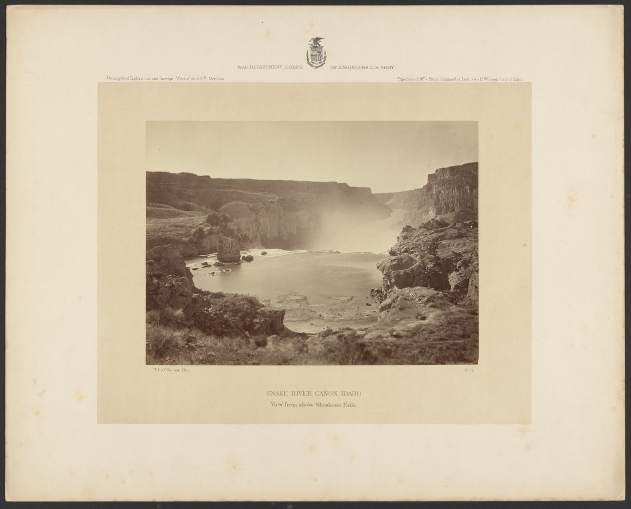 Snake River Cañon, Idaho, vista de cima das cascatas de Shoshone de Timothy H. OSullivan