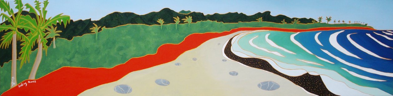 Praia de Dulan olhando para o norte, 2010, óleo sobre tela de Timothy Nathan Joel