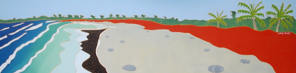 Praia de Dulan olhando para o sul, 2010, óleo sobre tela de Timothy Nathan Joel