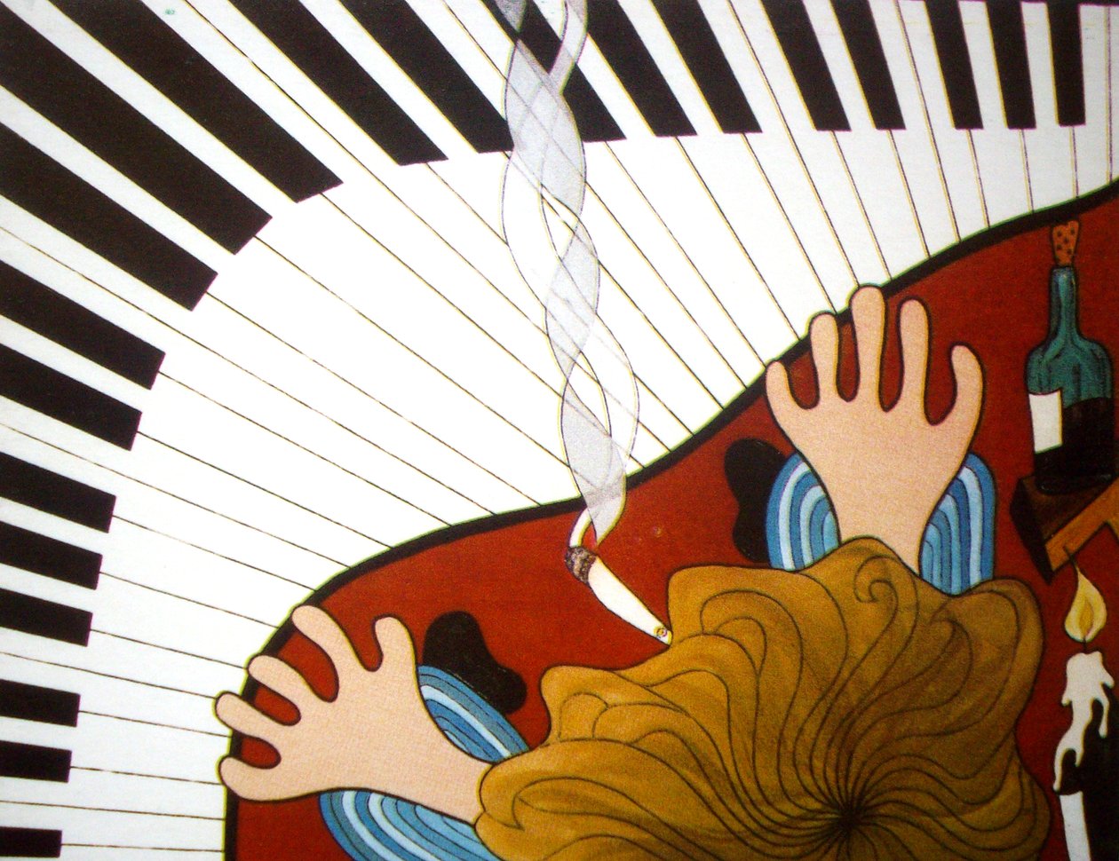 Piano homem, 2001, óleo sobre tela de Timothy Nathan Joel