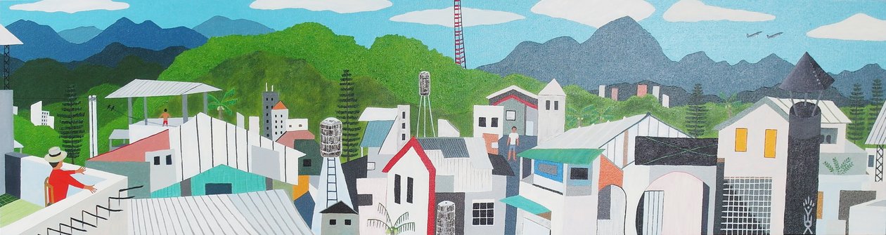 Taitung city rooftop, 2012, óleo sobre tela de Timothy Nathan Joel