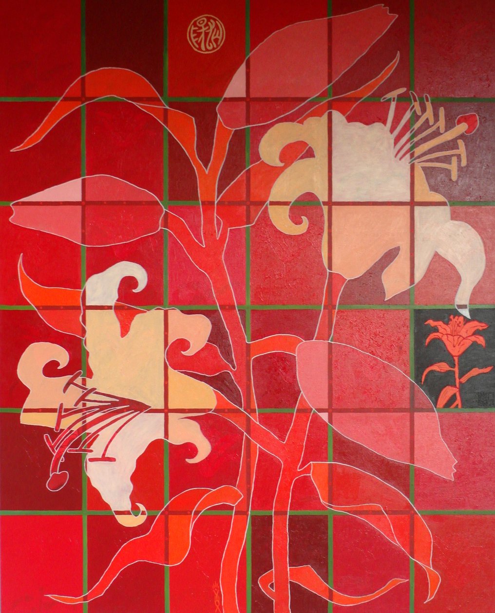 O lírio de vermelhão francês, 2012, óleo sobre tela de Timothy Nathan Joel