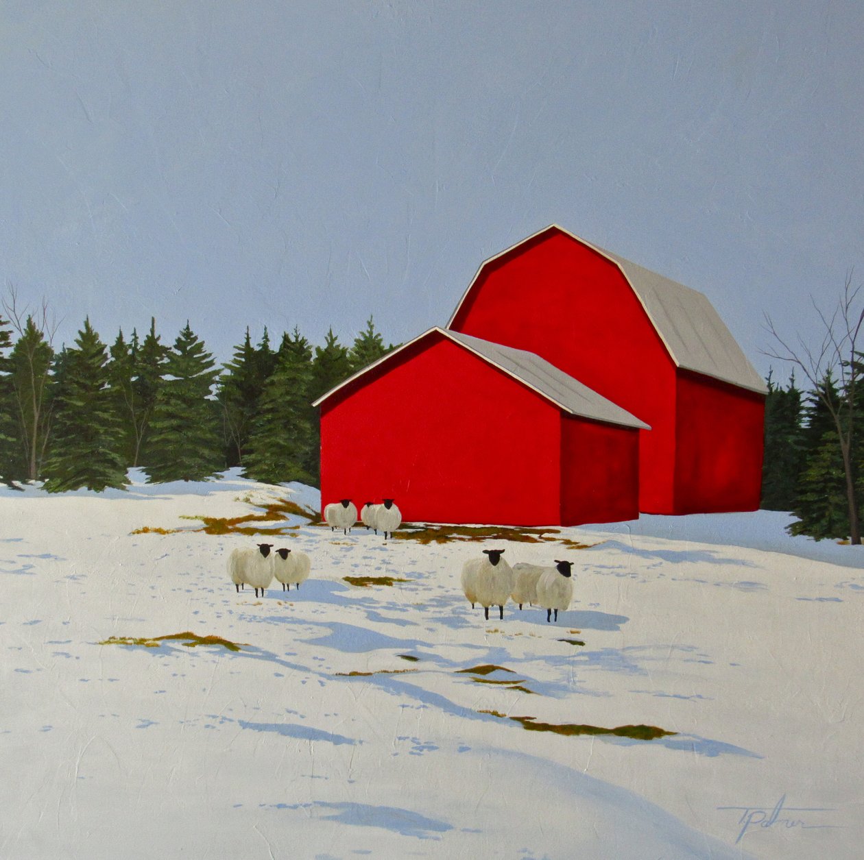Ovelha na neve, 2016 (óleo sobre tela) de Tina Palmer