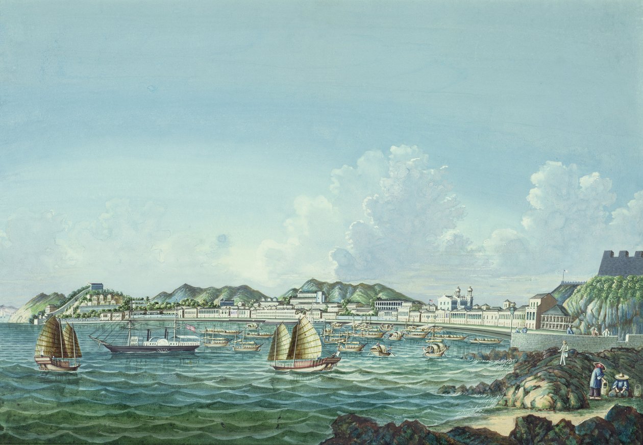 Vista de Macau, c.1860 (tinta e wc no papel) de Tinqua