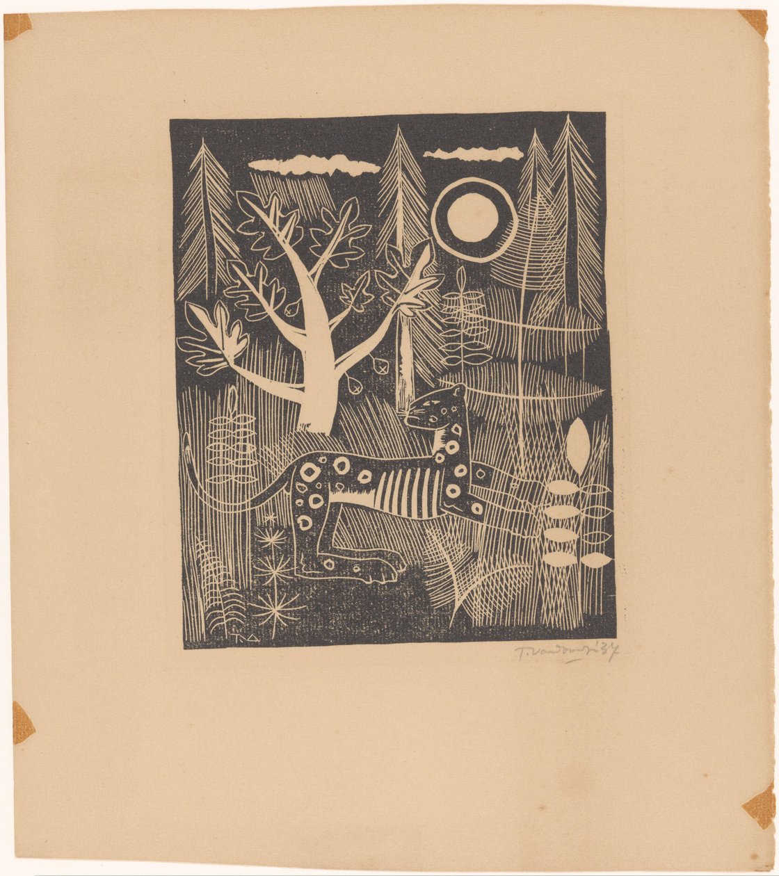 Vista da floresta com leopardo de Tinus van Doorn (signed by artist)