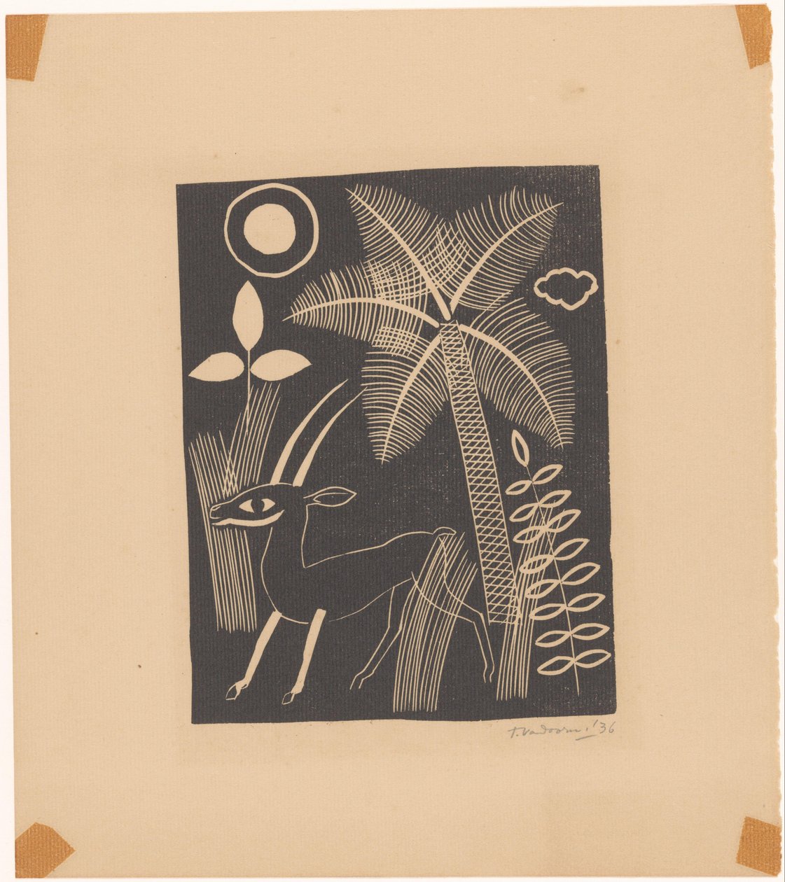 Veado com palmeira de Tinus van Doorn (signed by artist)
