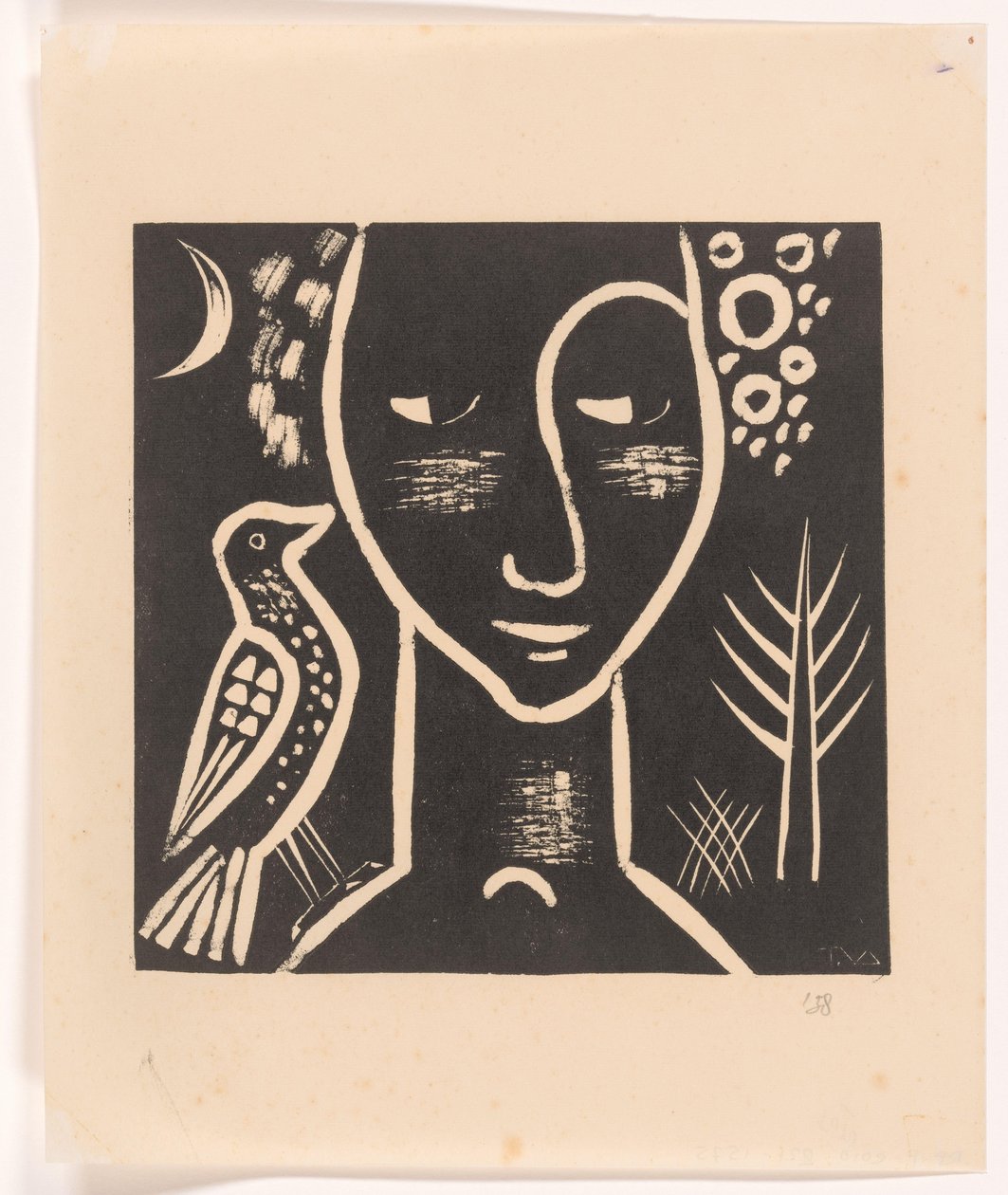Cabeça de mulher com pomba de Tinus van Doorn (signed by artist)