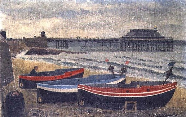 Barcos na praia de Cromer de Tirzah Ravilious