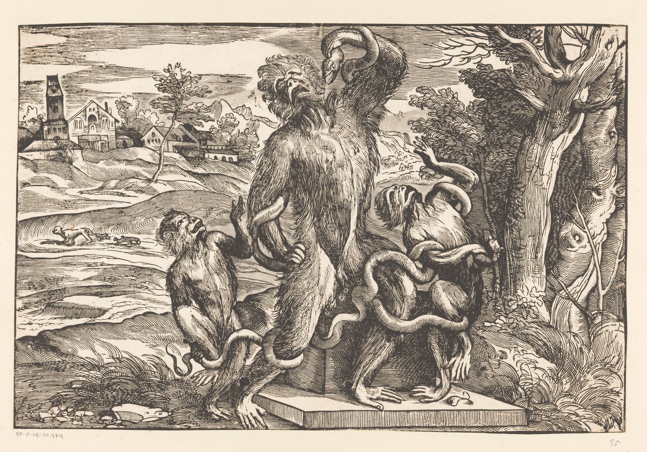 Caricatura no grupo Laocoonte de Titiaan