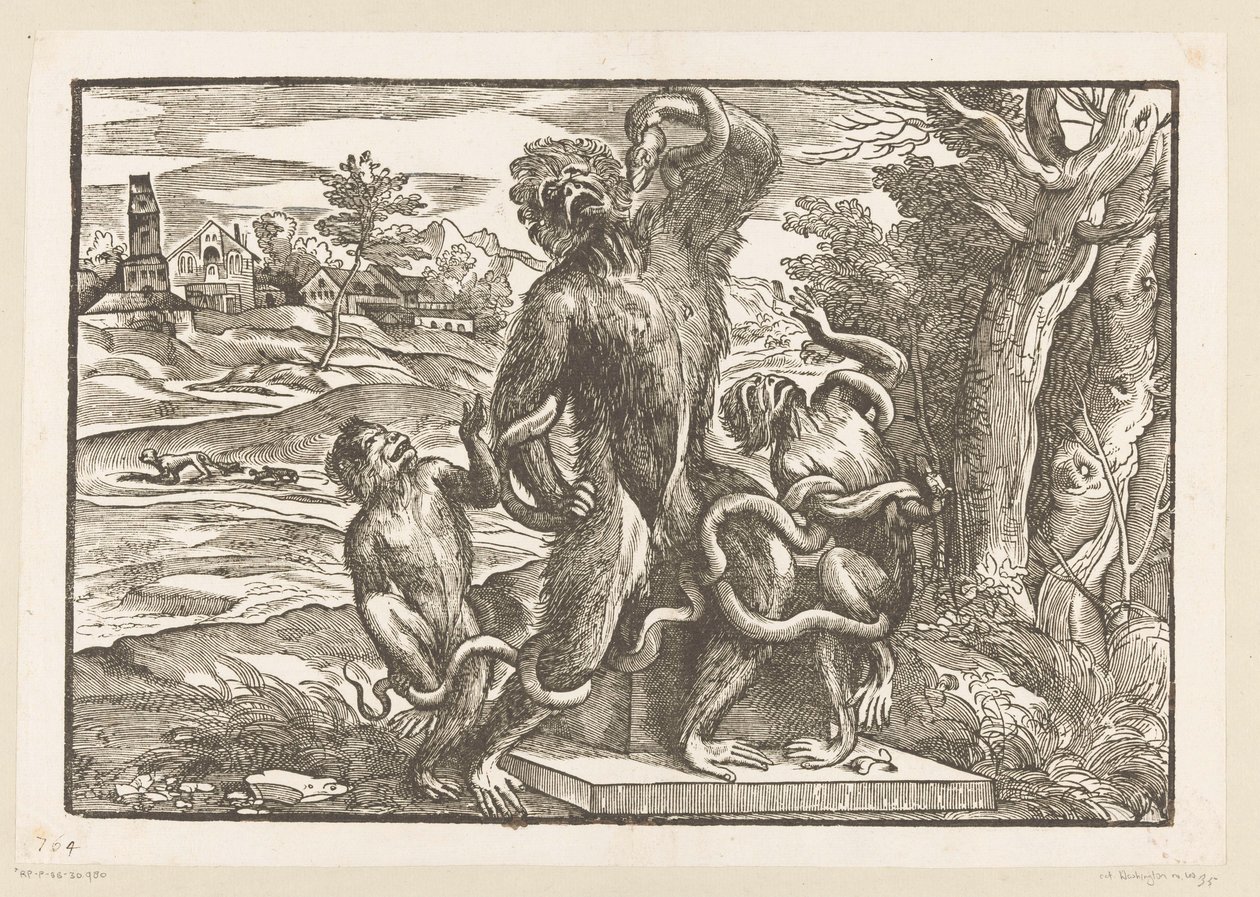 Caricatura sobre o grupo Laocoön de Titiaan