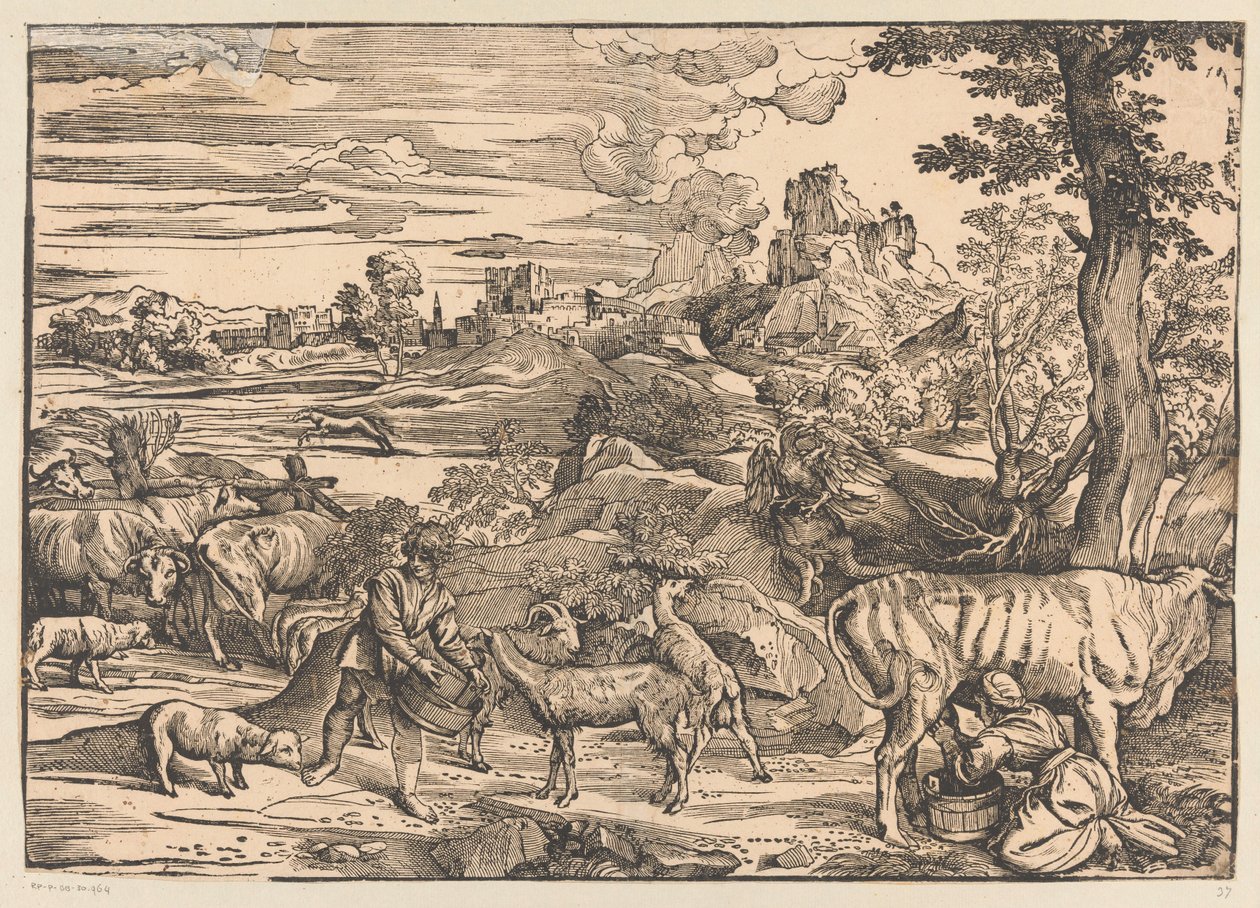 Paisagem com leiteira de Titiaan