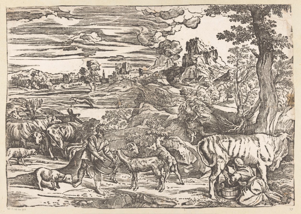 Paisagem com leiteira de Titiaan