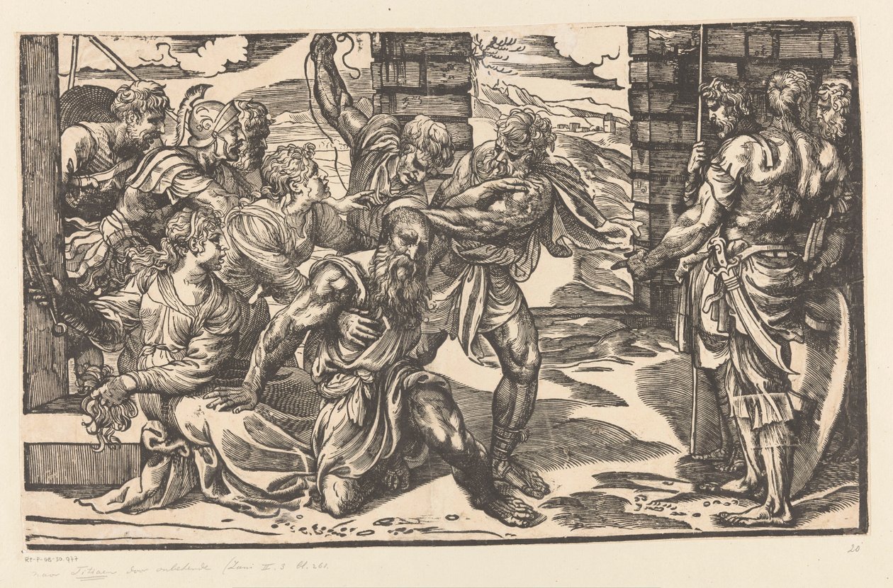 Sansão luta com soldados filisteus de Titiaan