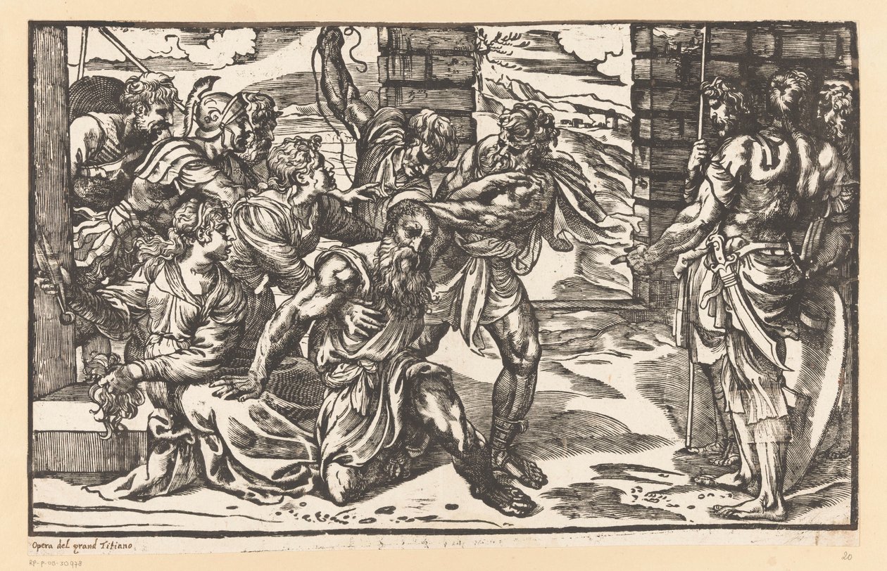 Sansão luta com soldados filisteus de Titiaan