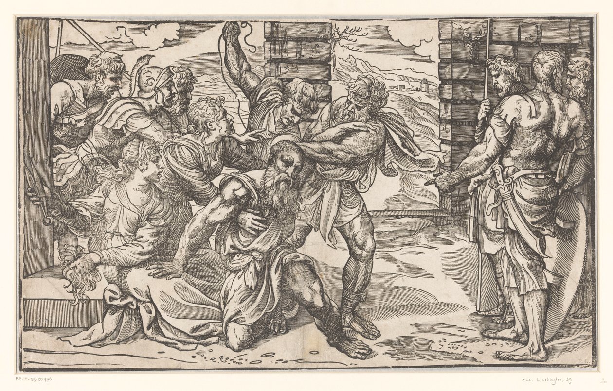 Sansão luta com soldados filisteus de Titiaan