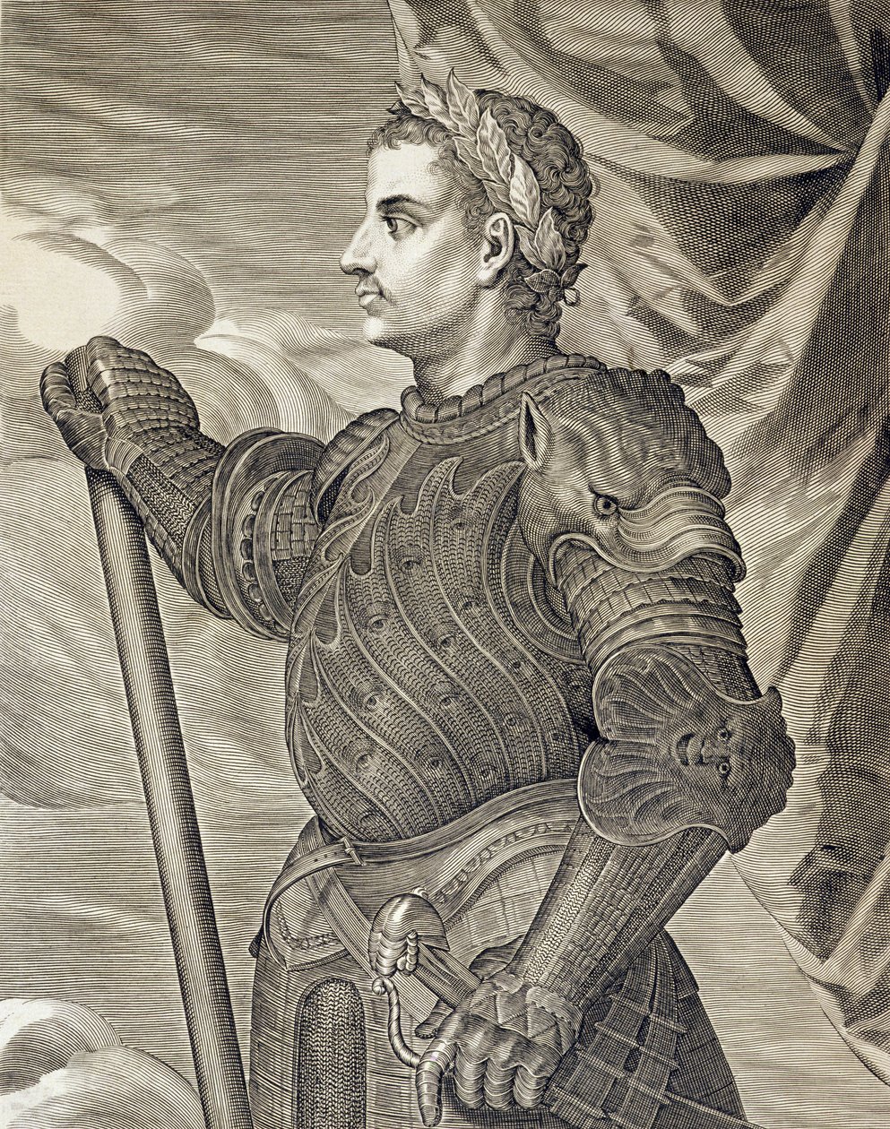 D. Cláudio César Imperador de Roma de 41 a 54 dC gravado por Aegidius Sadeler (1570-1629) de Tiziano Vecelli