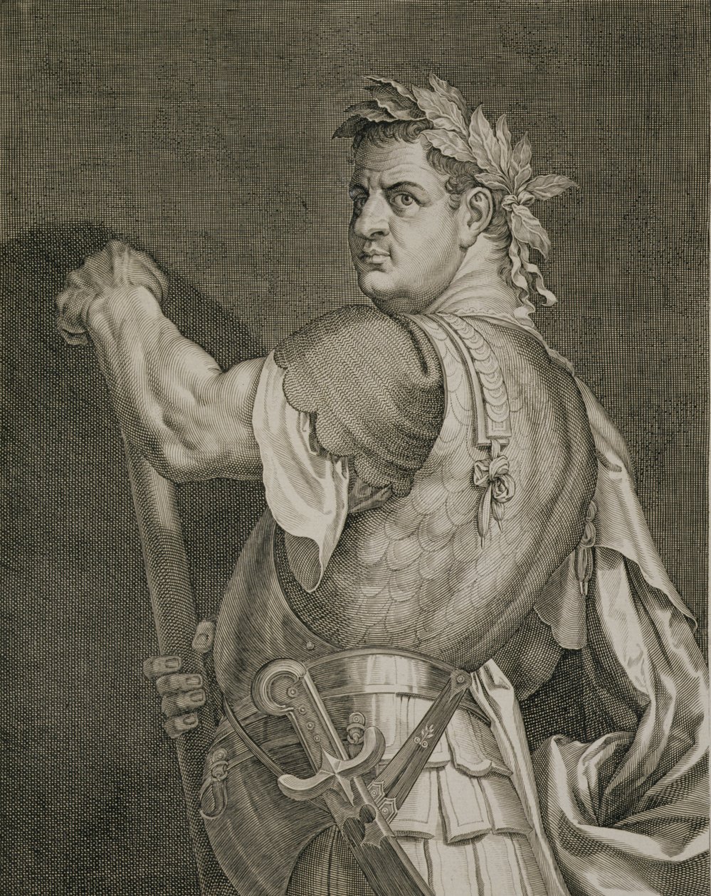 D. Titus Imperador Vespasiano de Roma 79-81 AD gravado por Aegidius Sadeler (1570-1629) de Tiziano Vecelli