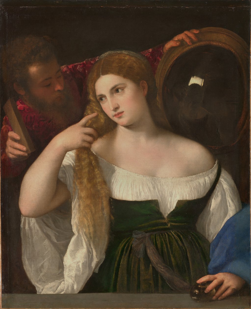 Mulher jovem, em, a, banheiro de Tiziano Vecelli