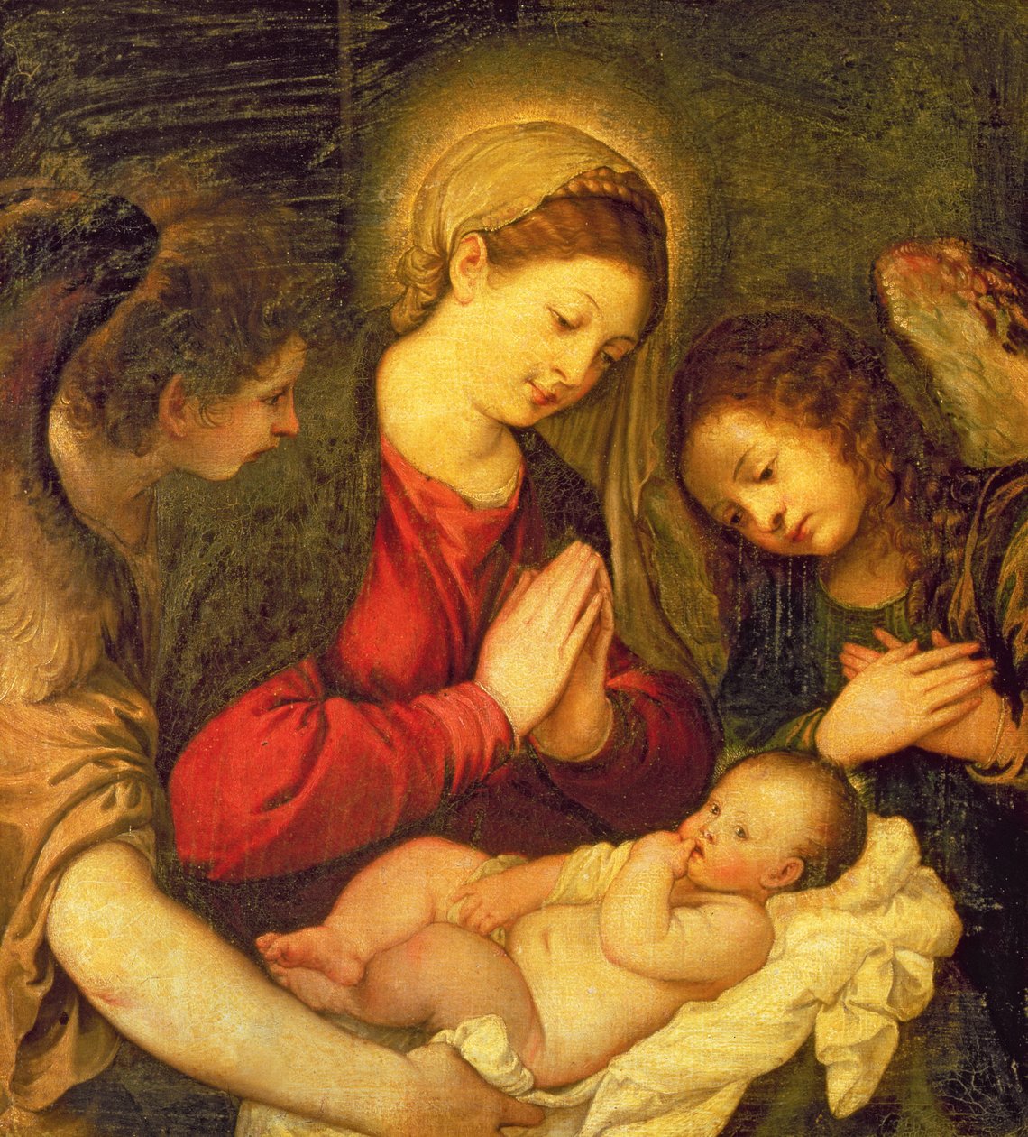 Madonna e criança com dois anjos de Tiziano Vecelli