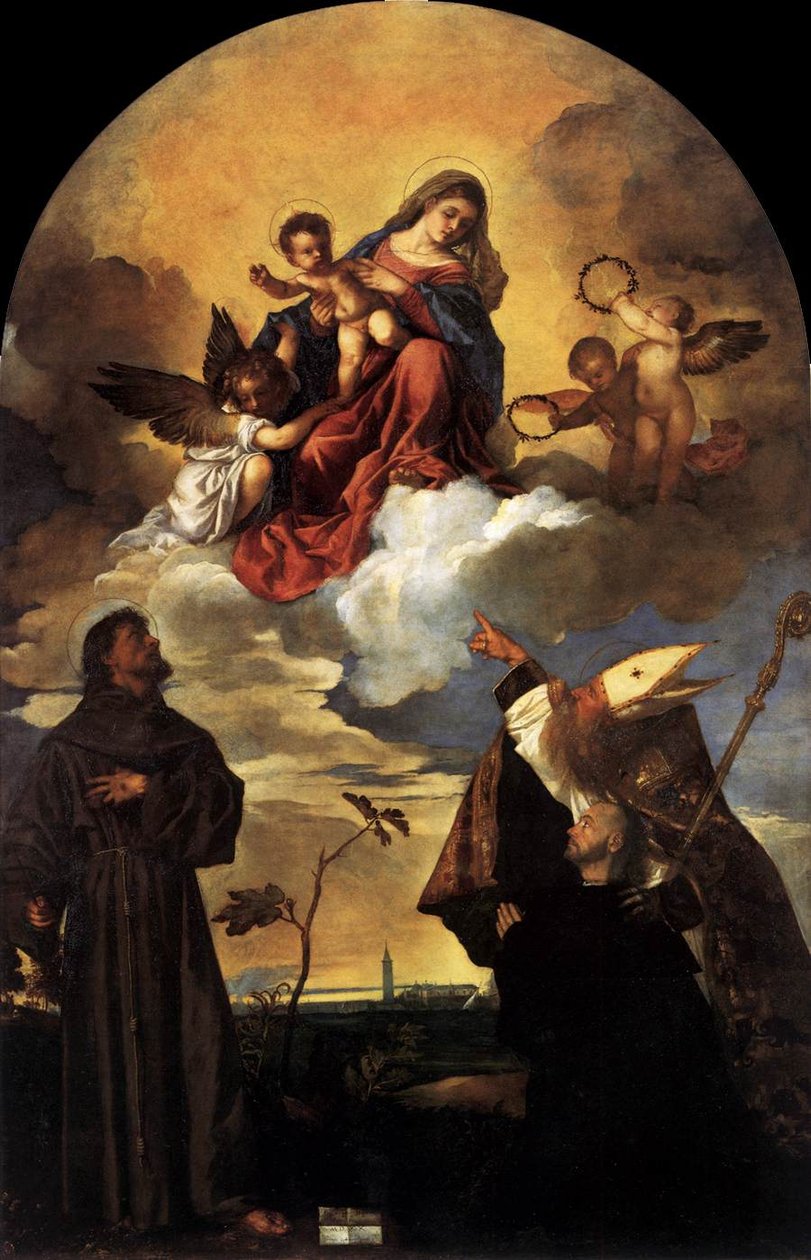 Madonna em Glória com o Menino Jesus e os Santos Francisco e Alvise com o Doador de Tiziano Vecelli