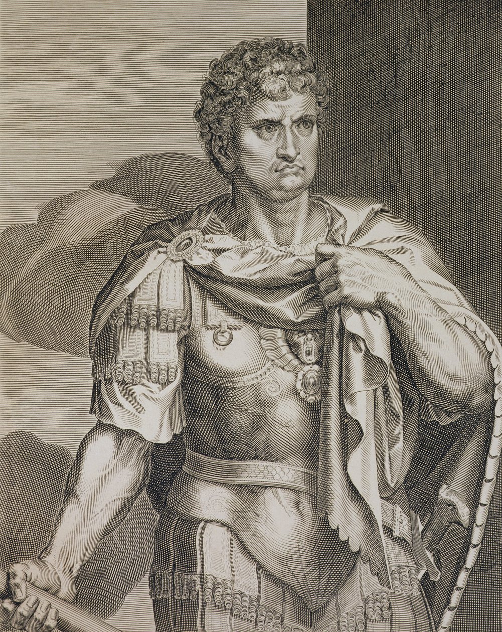 Nero imperador de Roma, 54-68 AD, gravada por Giles Sadler (1570-1629) de Tiziano Vecelli
