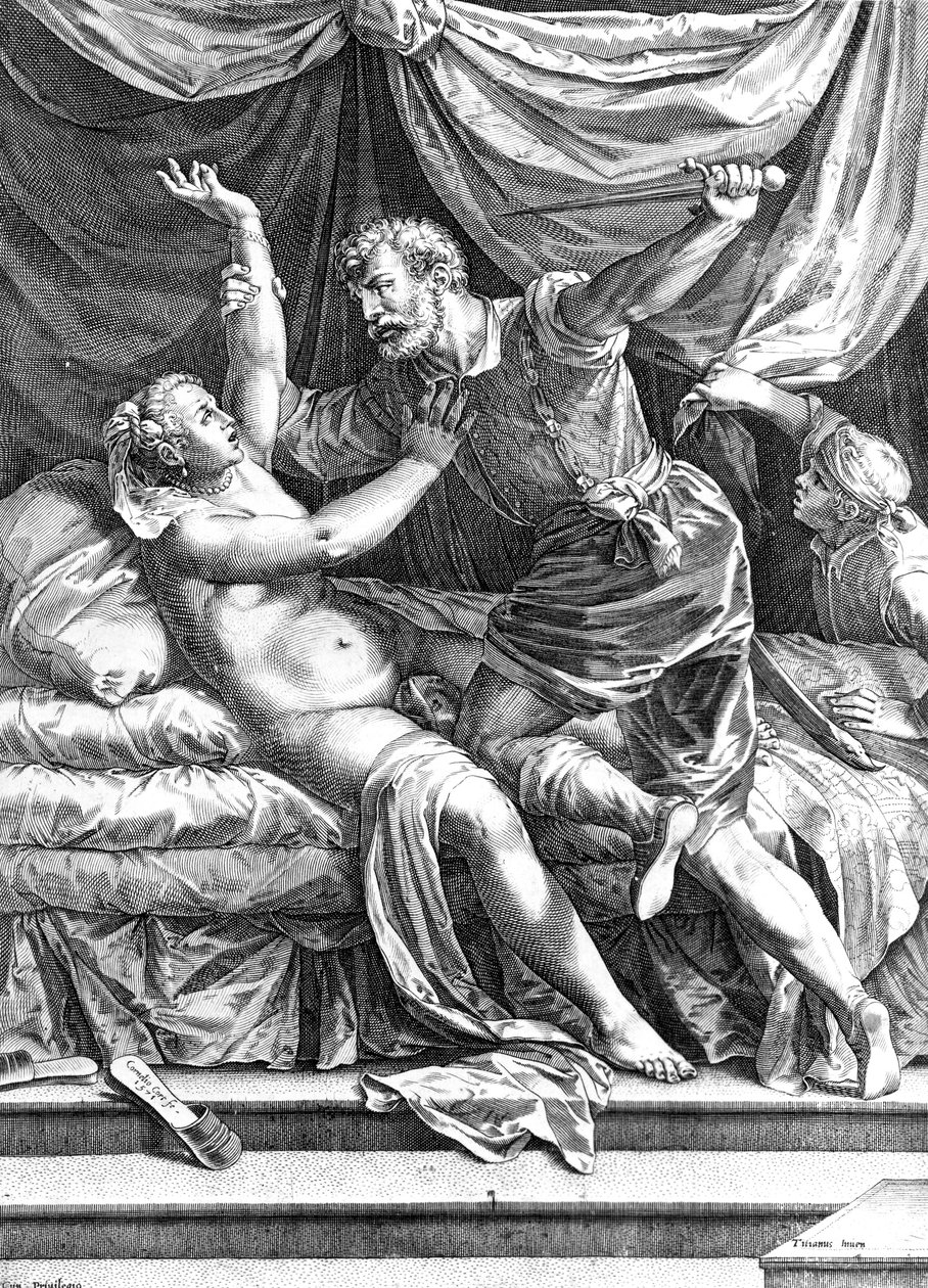 Tarquin e Lucretia, por Cornelis Cort, 1571 de Tiziano Vecelli